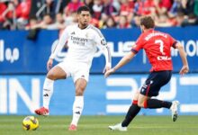 La Liga: 10-man Real Madrid draws at Osasuna after Bellingham’s red card