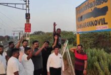 TN: DMK workers blacken Hindi letters on Sankarankoil railway station name board