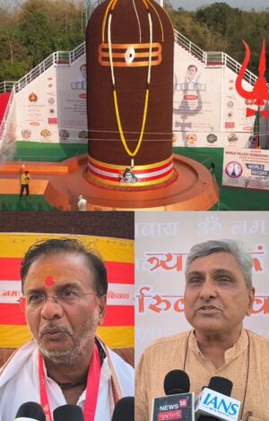 Maha Shivaratri celebrations kick off in Gujarat’s Valsad with installation of 36-foot tall Rudraksha shivling