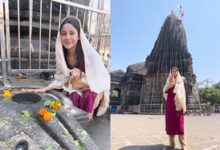 Shehnaaz Gill seeks blessings at Trimbakeshwar Temple on Maha Shivratri