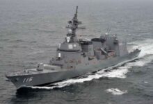 Japanese destroyer Akizuki sails through Taiwan Strait