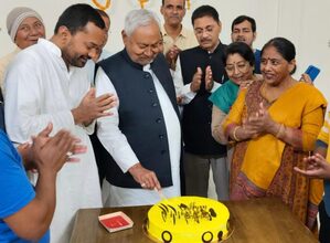 Nitish Kumar celebrates 74th birthday with his family