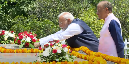 PM Modi pays tribute to Seewoosagur Ramgoolam and Anerood Jugnauth in Mauritius