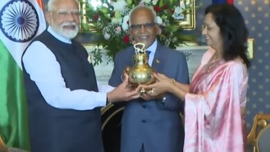 PM Modi gifts ‘Maha Kumbh Jal’ to Mauritius President in Port Louis