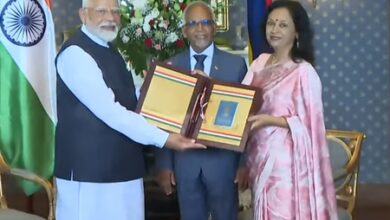 PM Modi hands over OCI cards to Mauritius President, First Lady