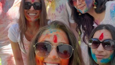 Preity Zinta enjoys a colorful Holi with her little munchkins