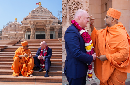 New Zealand PM visits Akshardham temple, lauds Hindu community’s contribution back home