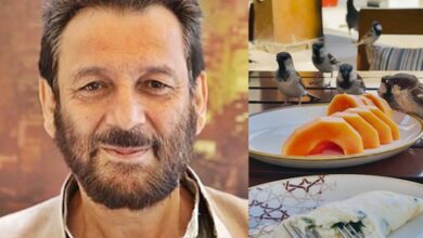 Shekhar Kapur shares his breakfast with some unexpected feathered friends