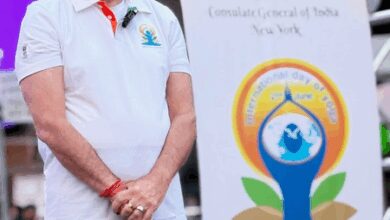 Anupam Kher celebrates International Yoga Day at Times Square