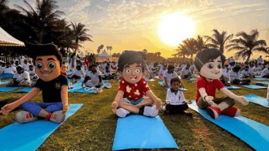 Beloved kids’ characters Chikoo and Bunty perform yoga alongside Prime Minister Modi
