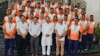 Delhi Minister Sood greets firefighters ahead of their departure for Fire Games 2025 in US