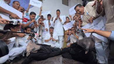 MP Congress MLAs stage symbolic flute protest on Nag Panchami, slam govt over jobs