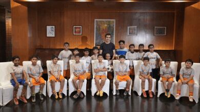 Gautam Gambhir interacts with young footballers in Kolkata 