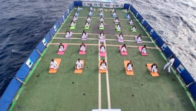 Personnel onboard ICG Ship Sarthak hold meditation session at Saudi Arabia’s King Abdulaziz Port