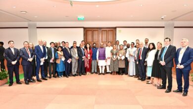 LS Speaker Om Birla interacts with MPs, delegates from over 30 countries at Parliament House