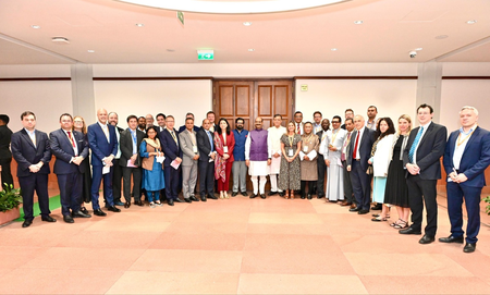 LS Speaker Om Birla interacts with MPs, delegates from over 30 countries at Parliament House LS Speaker Om Birla interacts with MPs, delegates from over 30 countries at Parliament House