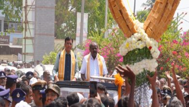 Mandaviya, Kumaraswamy lay foundation for Khelo India indoor stadium in K’taka’s Mandya