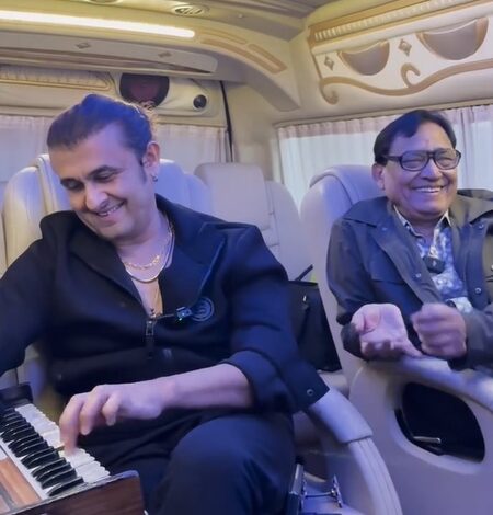Sonu Nigam enjoys a fun jamming session with his father in the car