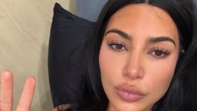 Kim Kardashian has dramatic tumble into bush wearing towering heels