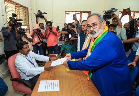 Cong flags undisclosed asset charge against Kerala BJP chief Chandrasekhar in Nemom; seeks EC’s intervention