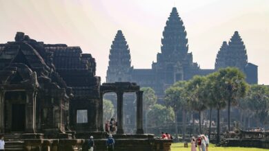 Huge crowds of tourists enjoy equinox sunrise at Cambodia’s iconic Angkor Wat