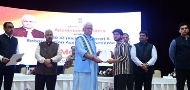 J&K L-G hands over appointment letters to families of terror victims in Jammu