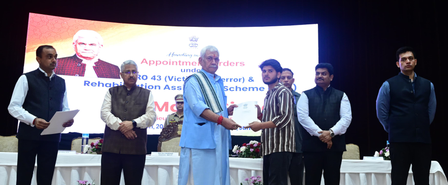 J&K L-G hands over appointment letters to families of terror victims in Jammu