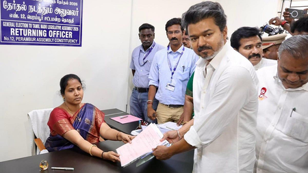 TN polls: Vijay files nomination from Perambur amid massive public presence TN polls: Vijay files nomination from Perambur amid massive public presence
