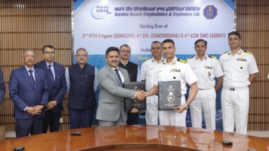 GRSE delivers three warships to Navy on single day