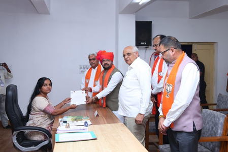 BJP’s Harshad Parmar files nomination for Umreth bypoll in presence of Gujarat CM BJP’s Harshad Parmar files nomination for Umreth bypoll in presence of Gujarat CM