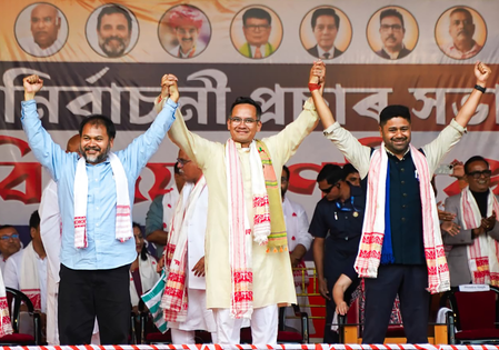 Congress-led alliance pins hope on Gogoi troika to break BJP’s Upper Assam stronghold Congress-led alliance pins hope on Gogoi troika to break BJP’s Upper Assam stronghold