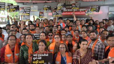 Gujarat: BJP holds ‘silent protest’ in Ahmedabad over Kharge’s ‘illiterate’ remark