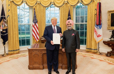 Trump congratulates Taranjit Singh Sandhu on Delhi role