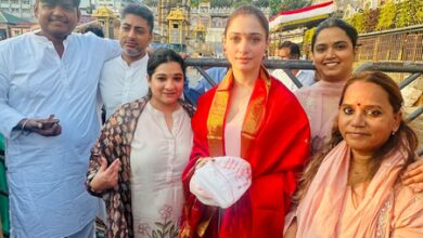 Tamannaah Bhatia offers prayers at the Tirumala temple