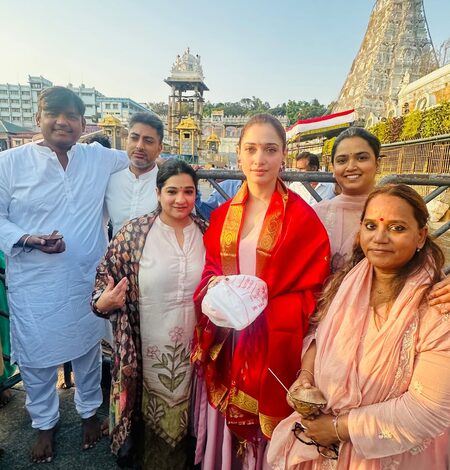 Tamannaah Bhatia offers prayers at the Tirumala temple