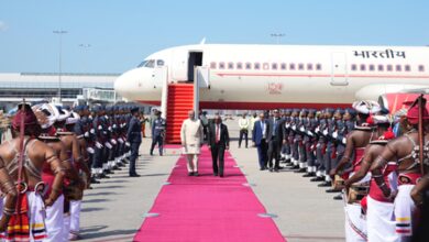 VP Radhakrishan arrives in Colombo to a rousing welcome