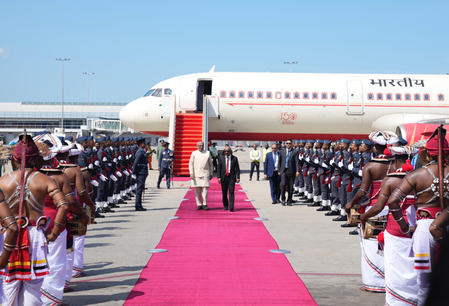 VP Radhakrishan arrives in Colombo to a rousing welcome