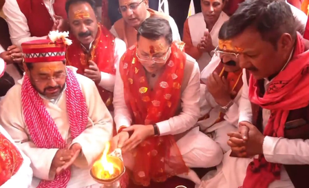 CM Dhami offers prayers during portal-opening ceremony at Gangotri Dham