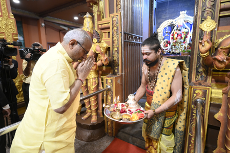 VP Radhakrishnan offers prayers at Seetha Amman Temple in Sri Lanka’s Seetha Eliya