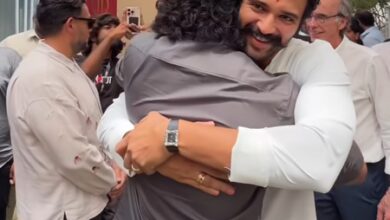 Nani attends the pooja ceremony for Vijay Deverakonda & Shouryuv’s next