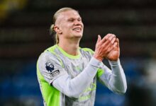 Haaland’s winner move Man City to top, Burnley relegated