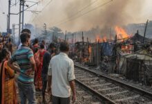 Bengal: Train services hit after fire engulfs slum near railway line in South 24 Parganas