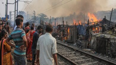 Bengal: Train services hit after fire engulfs slum near railway line in South 24 Parganas