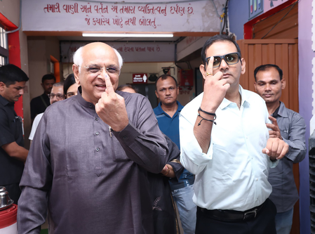 Amit Shah, Jeet Adani, CM Bhupendra Patel cast votes as Gujarat local body polls underway