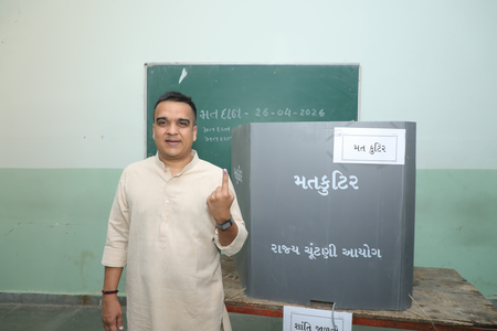 Gujarat local body polls: Dy CM Sanghavi casts vote, greets Gen Z voters