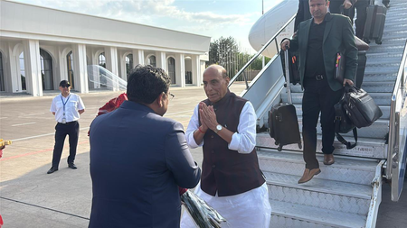 Rajnath Singh arrives in Bishkek to attend SCO Defence Ministers’ Meeting