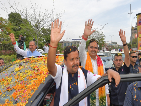 Jaipur turns saffron as BJP chief Nitin Nabin gets grand welcome