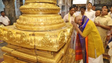 VP Radhakrishnan offers prayers at Tirumala temple