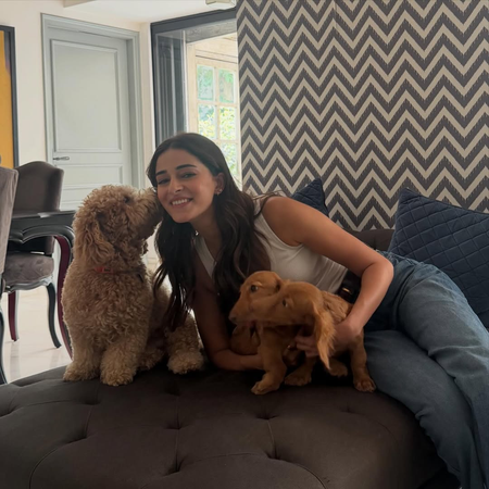 Mom of three Ananya Panday spends some quality time with her fur babies