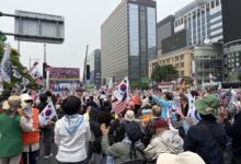 Progressive civic group holds protest rally outside US Embassy in South Korea